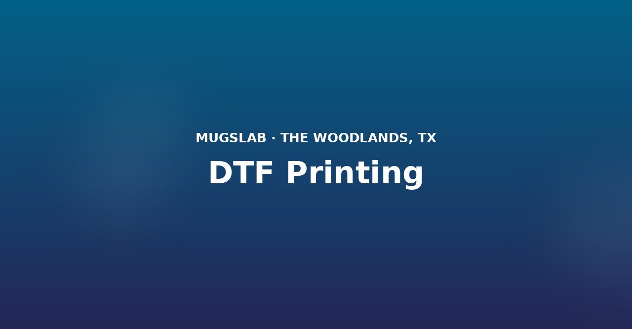 Full color DTF printing and custom apparel transfers produced by MugsLab in Houston and The Woodlands