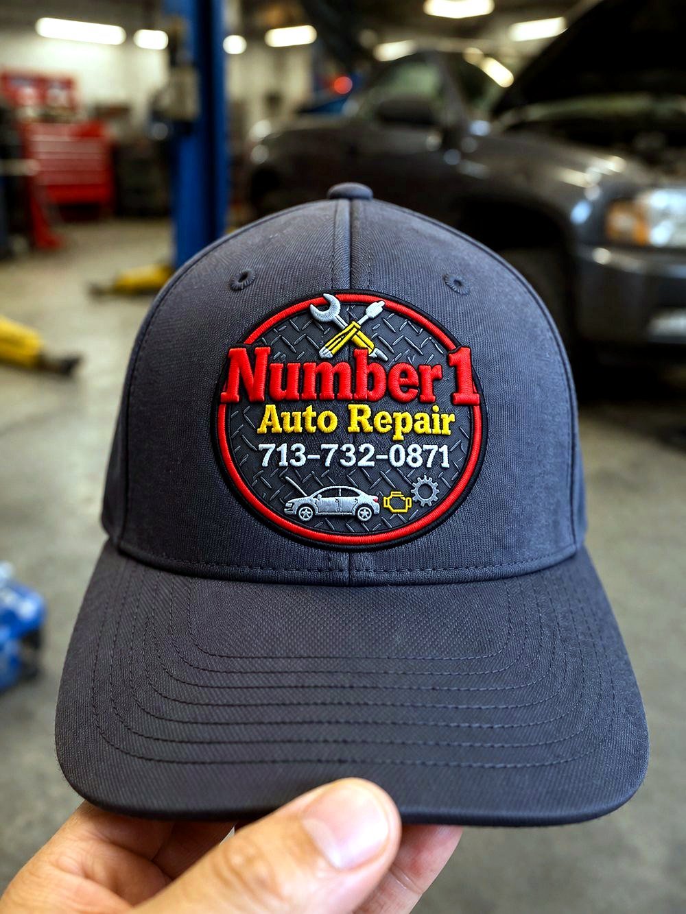 Embroidered patch cap for Number 1 Auto Repair